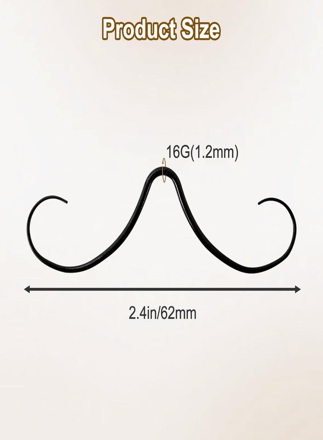 Hoohnnaa 14G/16G Mustache Septum Ring, 316 Surgical Stainless Steel Septum Ring Piercing Jewelry for Women Men Halloween Christmas, Mustache Nose Piercings Black Gold Rainbow (Black, 1.2mm（16G）) - Image 3